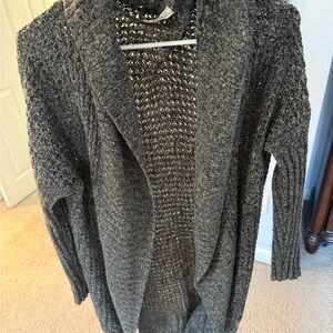 Women's Gray Open-Front Sweater